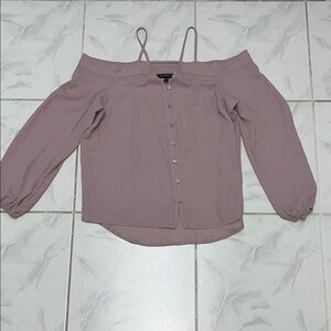 Express Mauve Off-Shoulder Button-Front Blouse